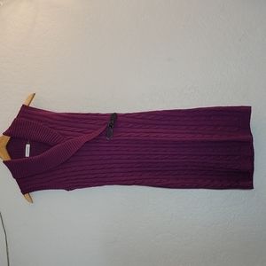 CALVIN KLEIN Knit Sweater Form Fitting Shawl Collar Dress Small